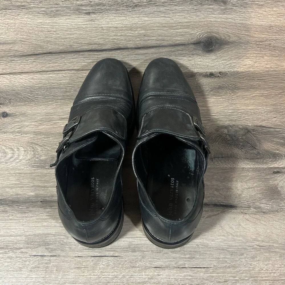 John Varvatos Double Monk Strap Leather Shoes Mens 10 Made in Italy Fits Like 11